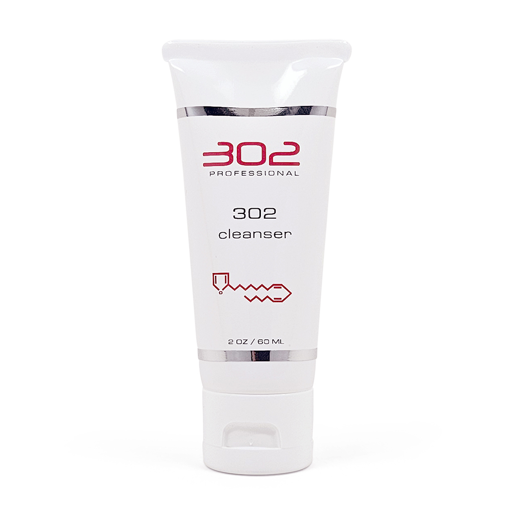 White cleanser tube labeled '302 cleanser' from 302 Professional, 2 oz / 60 ml.