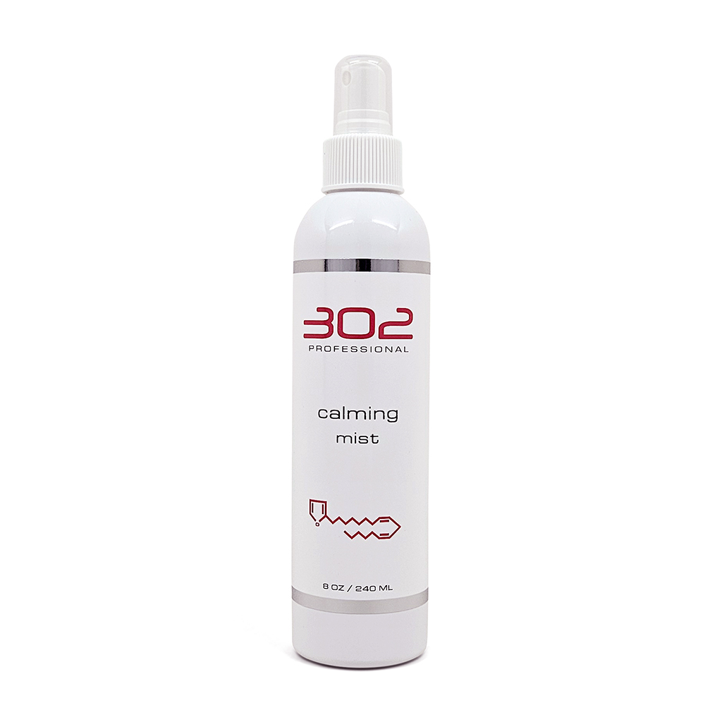 CALMING-MIST-8OZ_1024x1024_72 | 302 Professional Skincare Calming mist spray bottle labeled 302 Professional, 8 oz / 240 ml, white with minimalist design