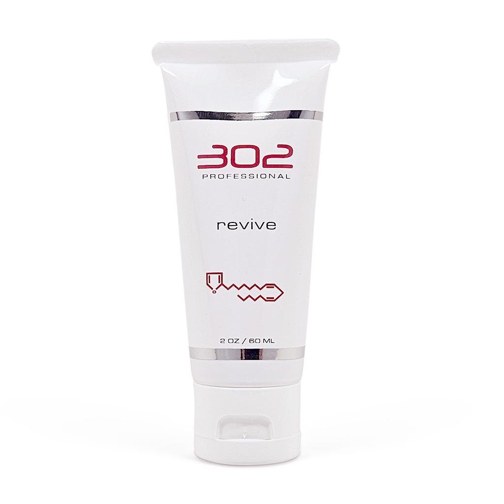 White tube of 302 Professional Revive hair product (2 oz / 60 ml) with silver accents on a white background