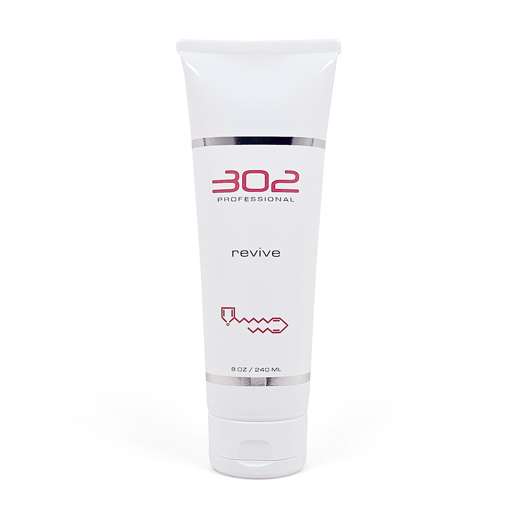White tube of 302 Professional Revive hair product, 8 oz (240 ml), with silver bands.