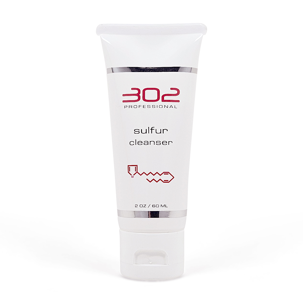 Tube of 302 Professional sulfur cleanser, white with red logo, 2 oz (60 ml), standing upright.