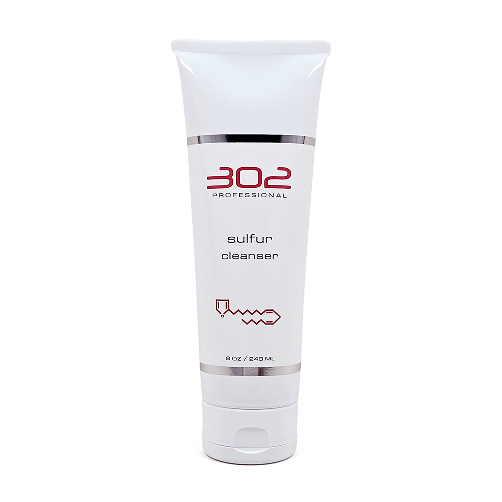 White tube labeled '302 Professional' sulfur cleanser, 8 oz (240 ml), standing upright on white background, front view.